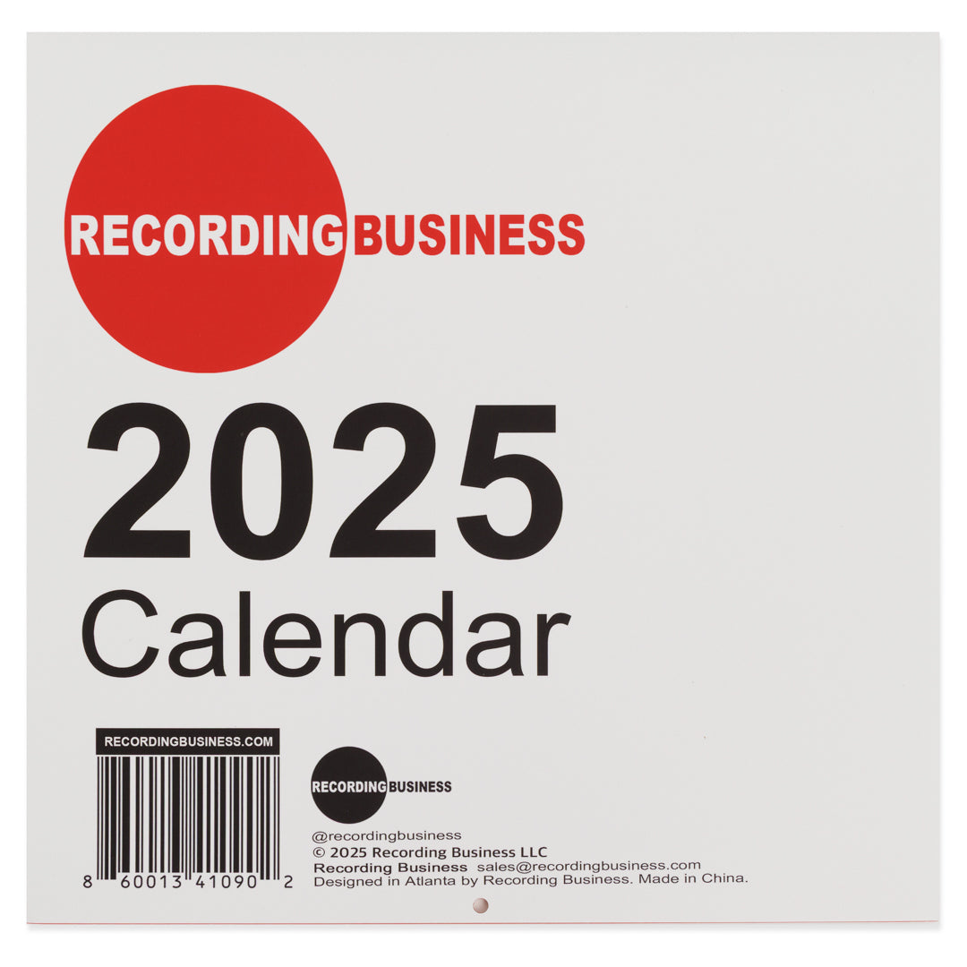 Recording Business 2025 Wall Calendar for Music/Audio Creatives & Professionals