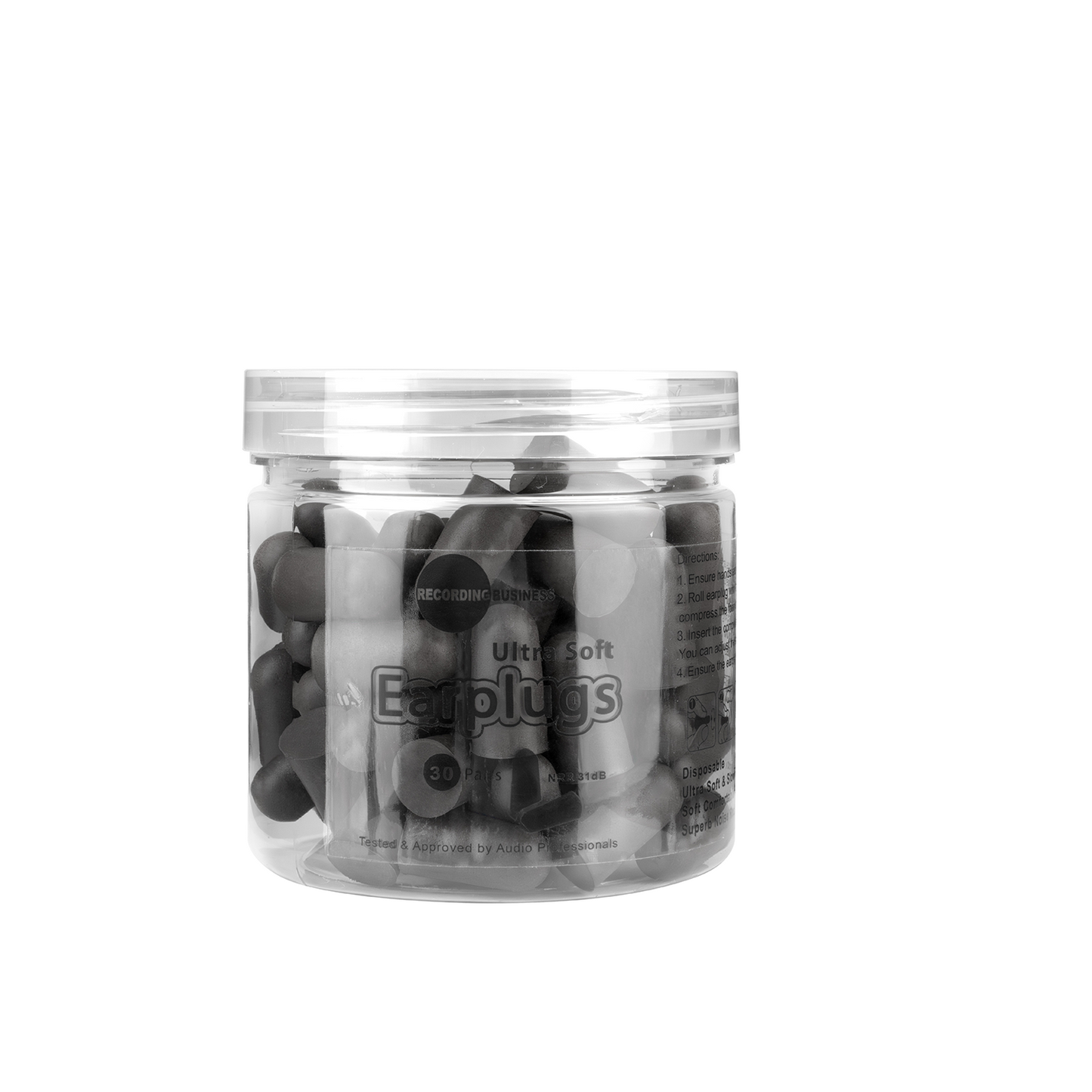 Recording Business Ultra Soft Earplugs – 30 Pairs (31 dB NRR) Black