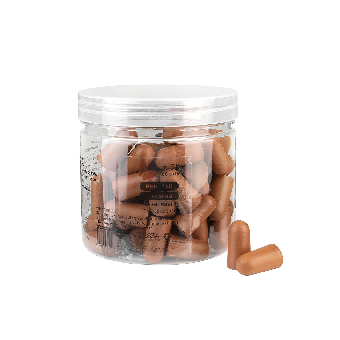 Recording Business Ultra Soft Earplugs – 30 Pairs (31 dB NRR) Brown