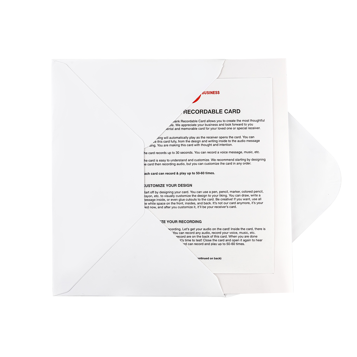 (2pcs) Blank Recordable Greeting Card