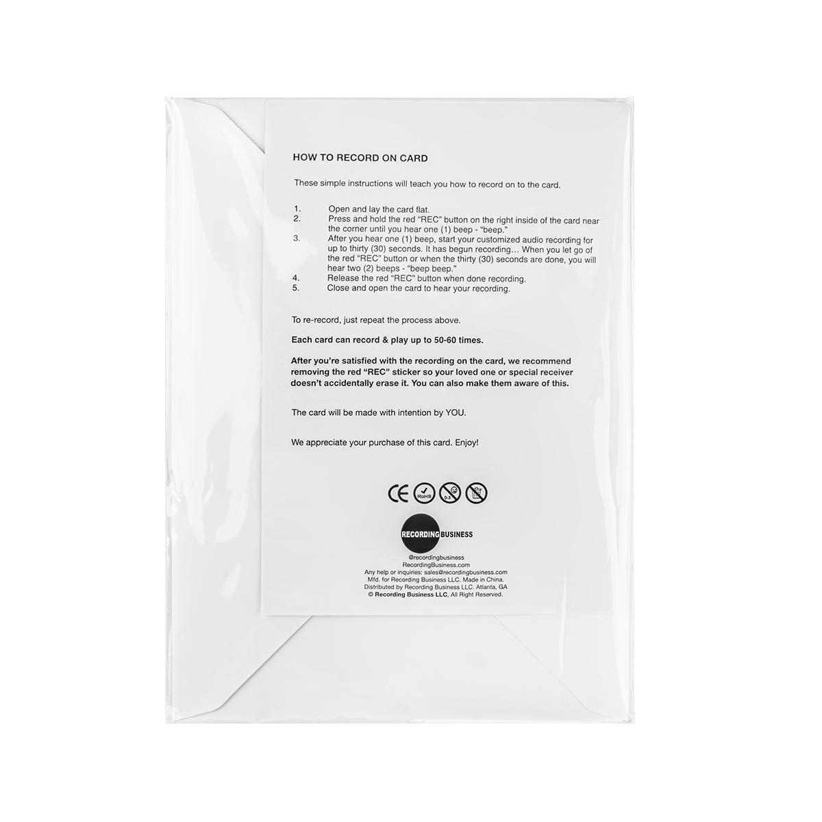 (2pcs) Blank Recordable Greeting Card