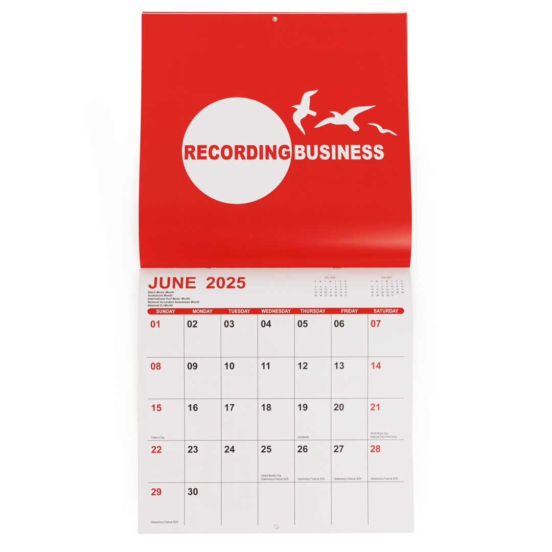 Recording Business 2025 Wall Calendar for Music/Audio Creatives & Professionals