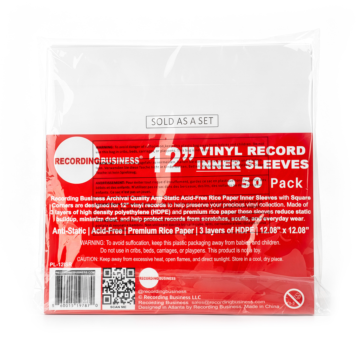 12" Vinyl LP Record Inner Sleeves (Red)