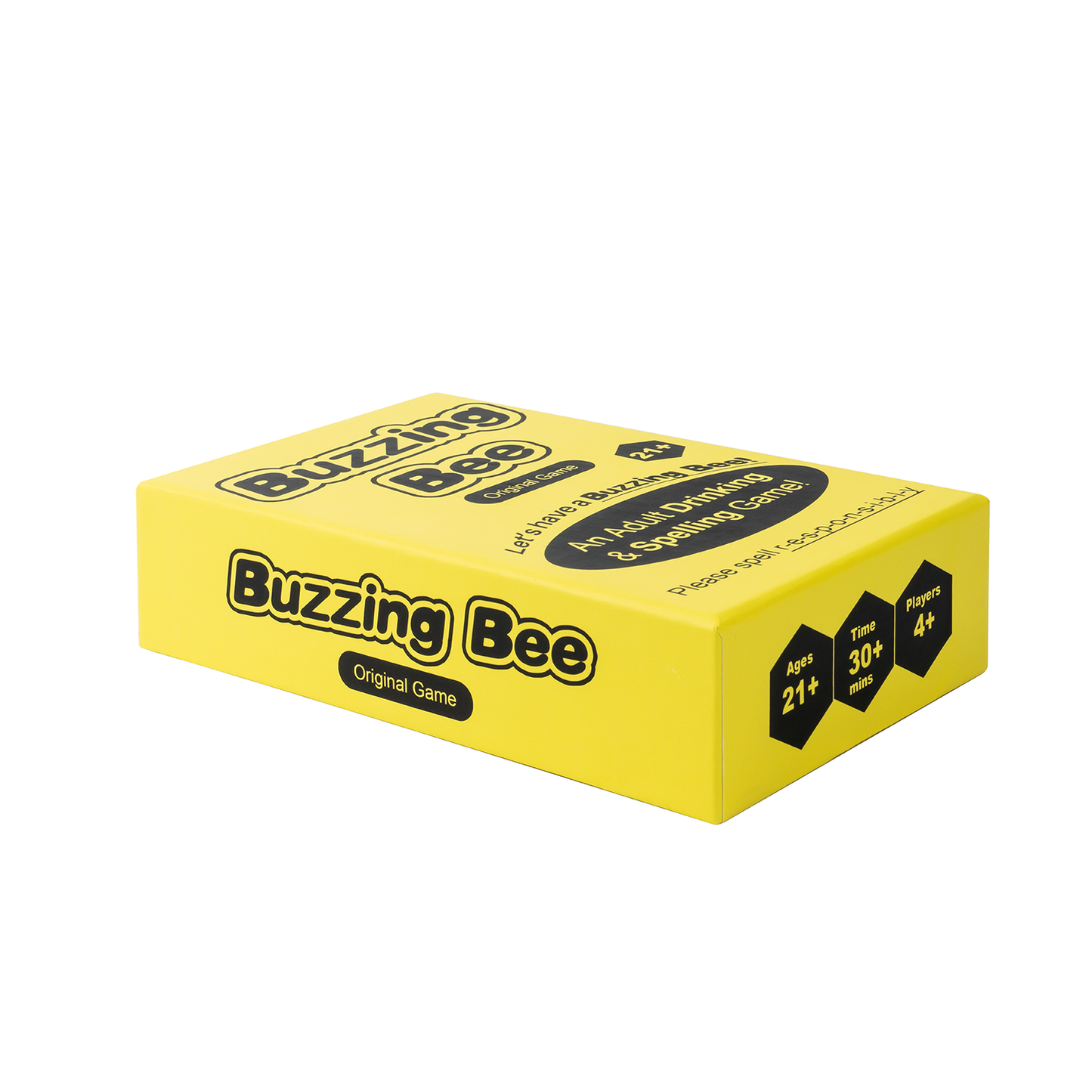 Yellow box of 'Buzzing Bee' game on a white background