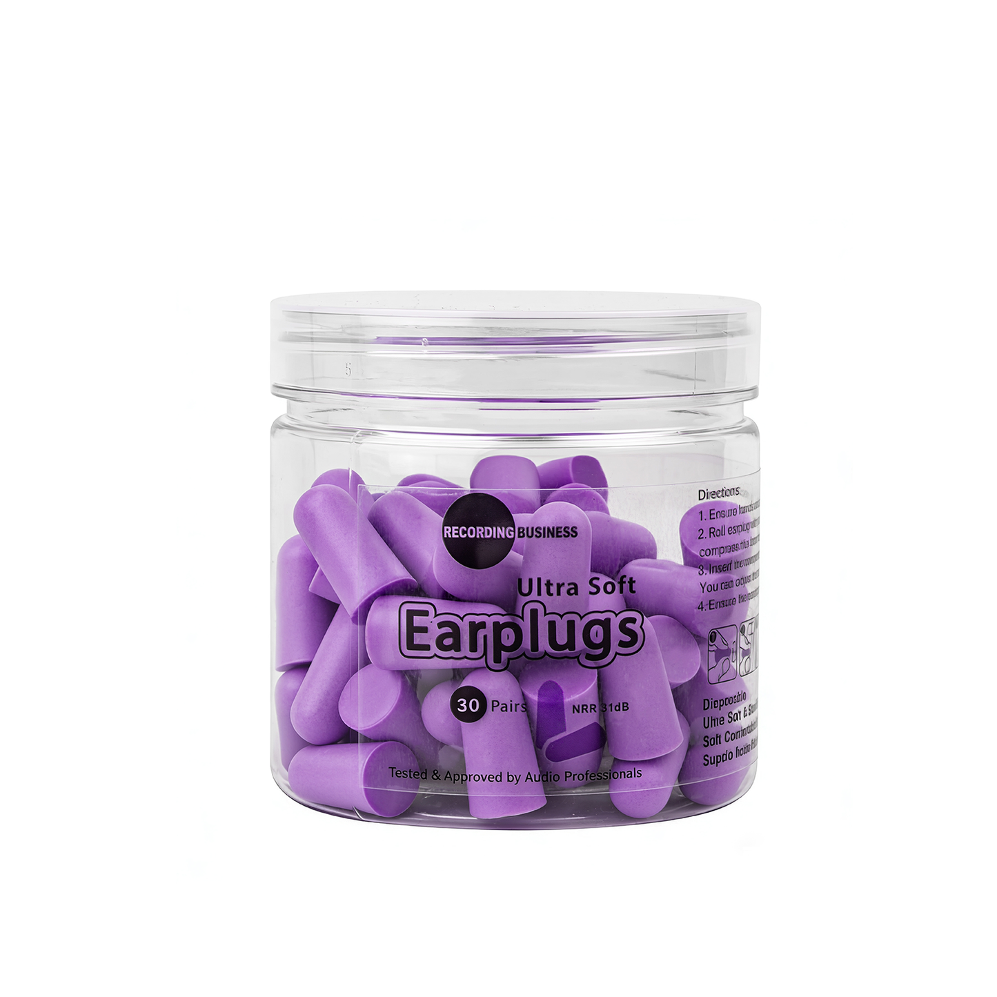 Recording Business Ultra Soft Earplugs – 30 Pairs (31 dB NRR) Purple