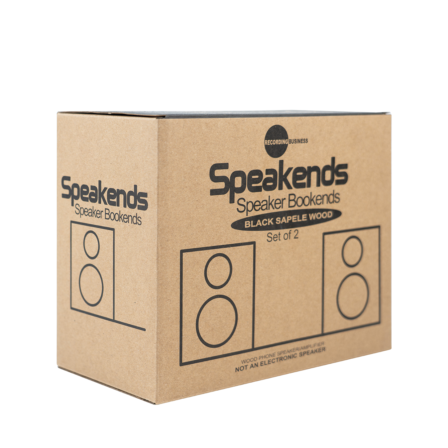 Cardboard box for Speakends Speaker Bookends on a white background
