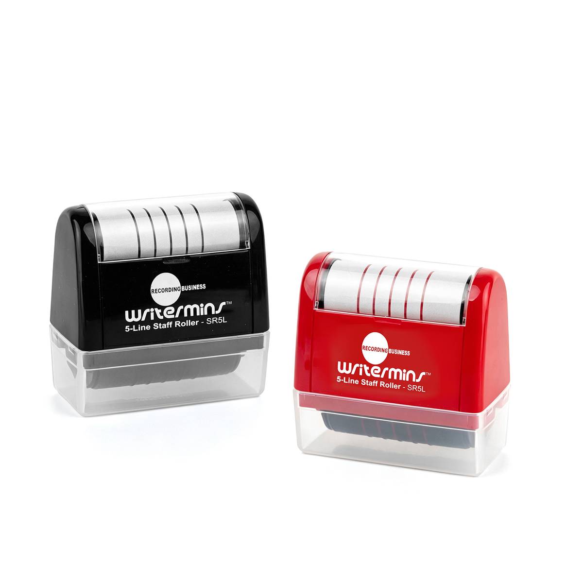 Two 5-line self-inking stamprollers