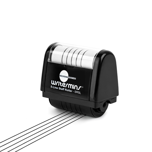 A black 5-line staff roller stamp 